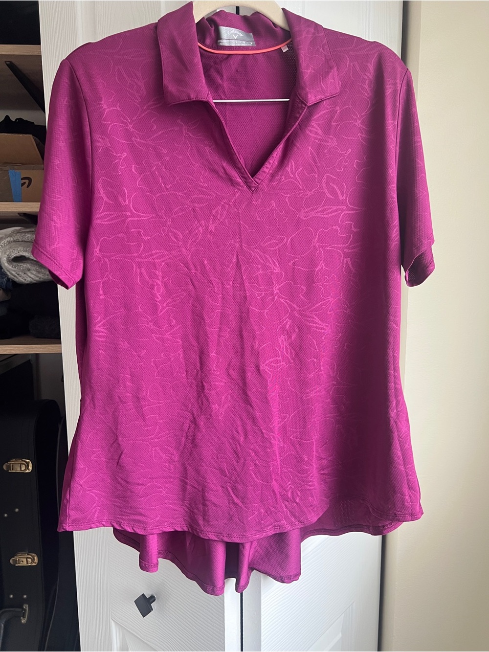 Callaway Opti-Dri Golf Polo Women’s Large Pink Floral Short Sleeve